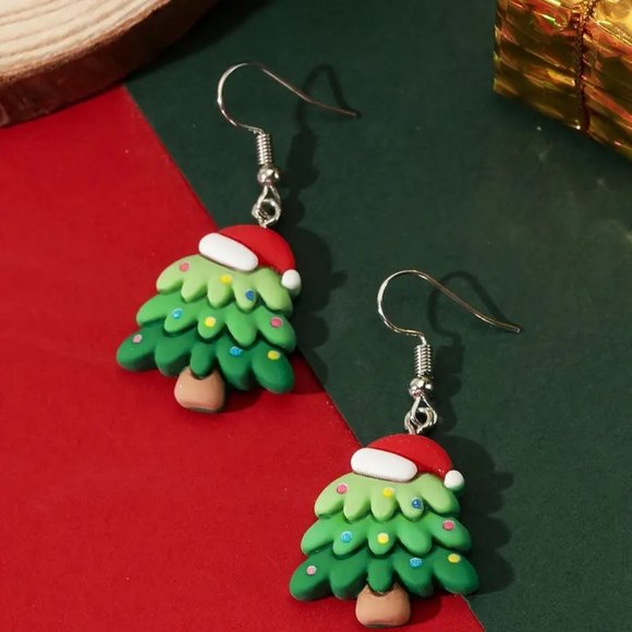 3/$12~Christmas Tree Earrings - Picture 2 of 3